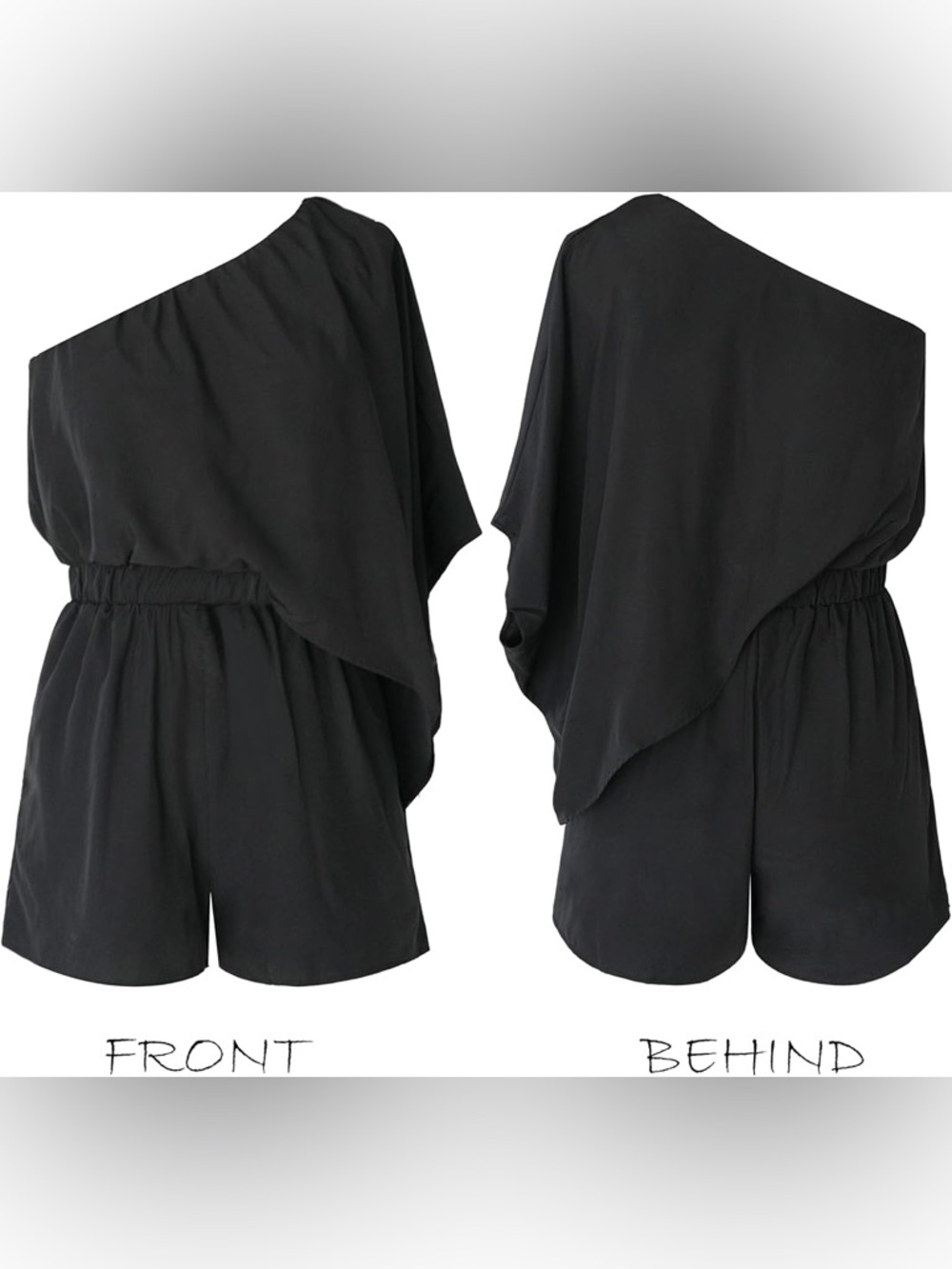 Cupshe One-Shoulder Black Romper